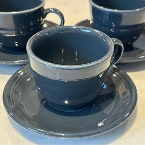 Fiesta Homer Laughlin Slate Tea Cup Mug And Saucer Plate Set Excellent Condition